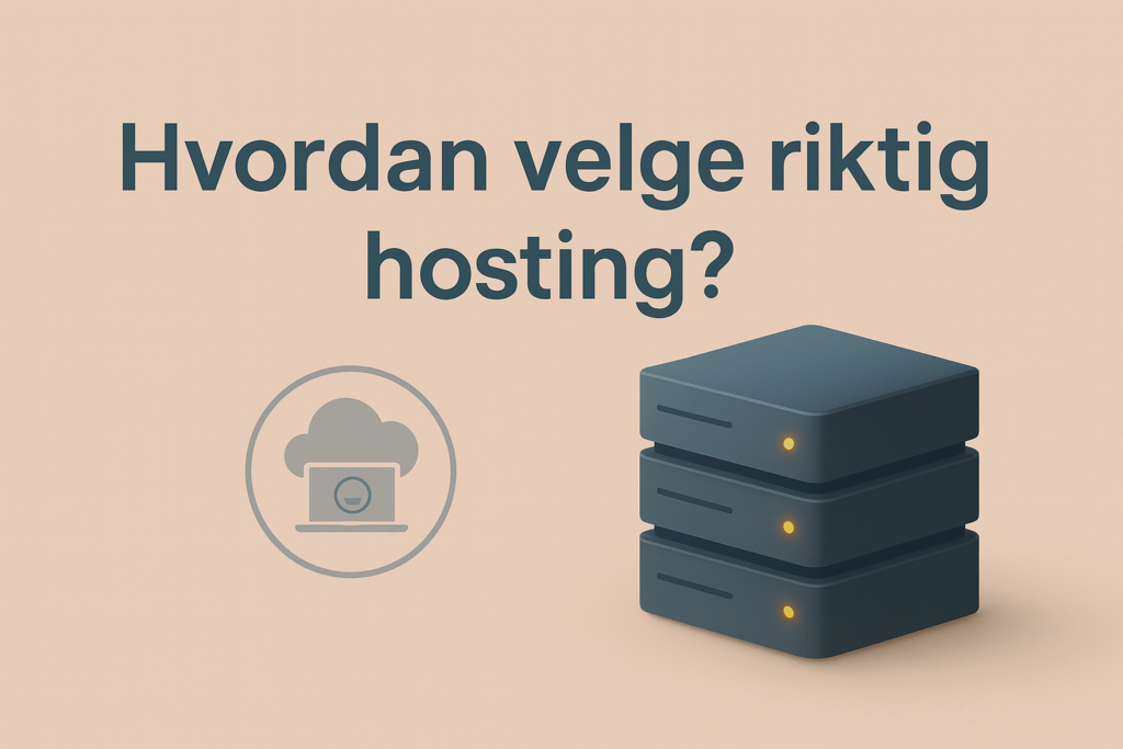 Illustrasjon av webhosting med servere og nettsideelementer